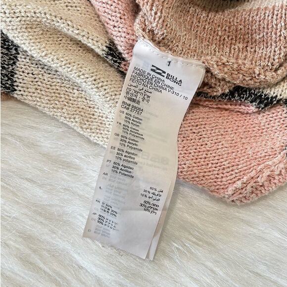 Billabong Women Knit Sweater Hooded Baja Beach Pink Stripe Size Medium - Picture 9 of 12